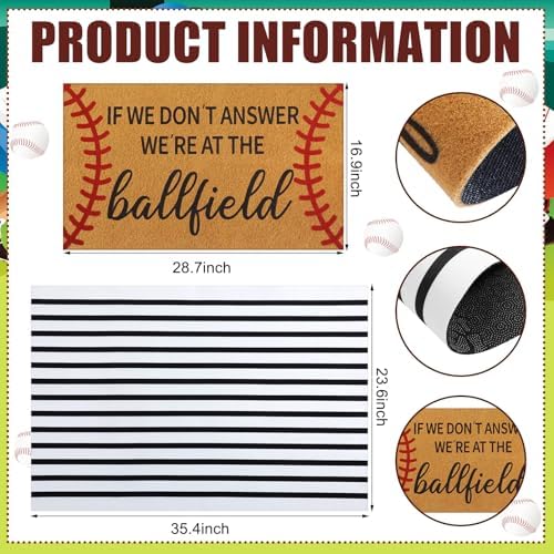 Tinideya 2 23.6 X 35.4 Inches Baseball Theme Black White Brown - Image 3