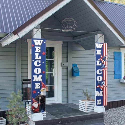 doginthehole 4th of July Patriotic Decorations Hanging Front Porch Door Banner American Flag Blue July Fourth Decor for Home School Office Yard Garage, Memorial Day Decor Outdoor Indoor - Image 4