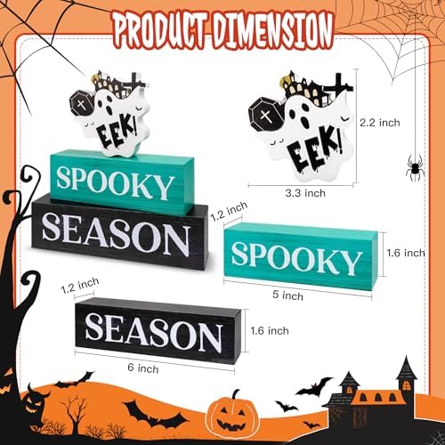 3 Pcs Halloween Wooden Decor, Spooky Season Decorations Gifts for Indoor - Image 2