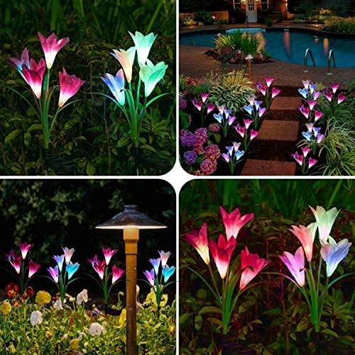 SOLARBABY Solar Lights Outdoor - Lily Flower Solar Garden Lights, 4 Pack Lights Outdoor Waterproof Multicolor Changing LED Flower with Bigger Lily for Patio Yard Pathway Balcony Outdoor Décor - Image 3
