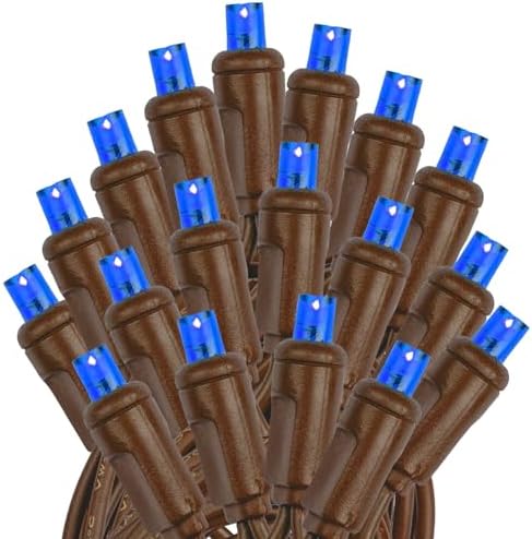 Novelty Lights 34ft 100 LED Blue Christmas String Lights, Brown Wire - Image 4