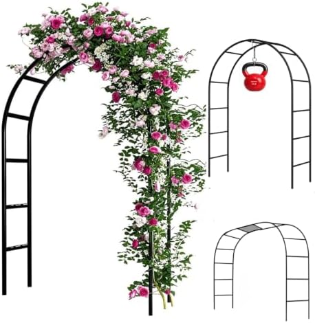 Adorox 7.8ft Garden Arch Trellis for Climbing Plants, Metal Arch Frame, Pumpkin Archway Outdoor Garden Arbors and Arches for Halloween Christmas Birthday Party Baby Shower Decoration(Black) by ADOROX