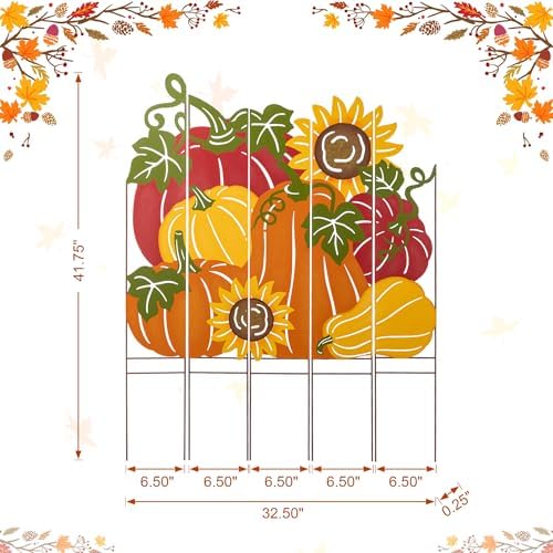 Glitzhome 41.75" H Fall Pumpkin Patch Combo Yard Stake, Metal Thanksgiving Pumpkins Sunflower Yard Signs, Decorative Pumpkin Garden Stake for Home Fall Autumn Harvest Halloween Patio Lawn Decor - Image 2