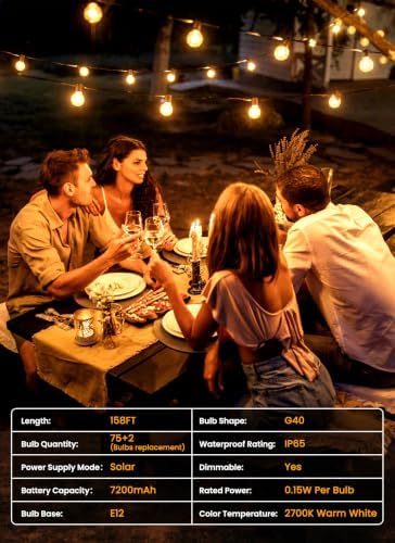 Brightown 158FT 77LED Solar String Lights Outdoor with Remote & USB Port - Image 7
