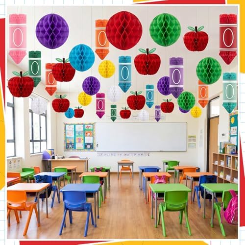 Gueevin 30 Pcs Back to School Hanging Decorations Classroom Ceiling Hanging - Image 3