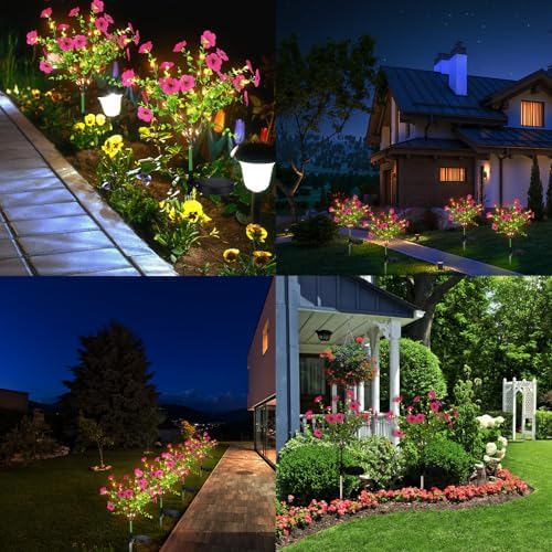 Glooglitter 2 Pack Rose Red Solar Flower Stake Light Outdoor Garden, Violet - Image 7