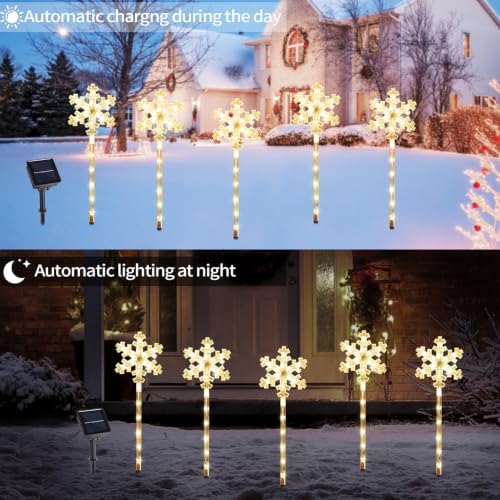 BRIGHTDECK Solar Christmas Snowflake Pathway Lights Outdoor Decor, 20 Pack - Image 4