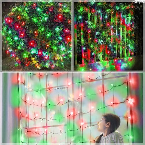 120Led Christmas Net Lights Outdoor 5ft x 6ft, Connectable 8 Modes Waterproof 29V Plug in Black Wire, Mesh Net Christmas Lights for Bushes Shrubs Yard Trunk Xmas Tree Christmas Decorations (Red&Green) - Image 4