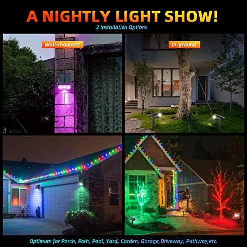 LEREKAM Solar Spot Lights Outdoor Color Changing, IP65 Garden Lights Solar Powered Waterproof with 9 Light Modes, Colored Landscape Lighting Auto On/Off, for Garden Pool Area Pond Yard, 10 Pack - Image 3
