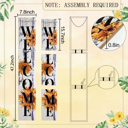 Sunflower Welcome Porch Sign Decor Summer Wooden Hanging Sign Door Porch Standing Decorative Signs Plaques for Front Door Farmhouse Outdoor Indoor Welcome Sign Wall Craft Decor 47.2"H - Image 3
