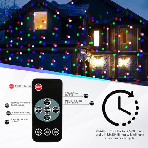 Christmas Snowfall Light Projector, Colored Snow Spots Projector, Holiday Projector with Remote Control, White Snow, for Halloween Xmas Party Wedding Garden Landscape Decoration(Snow Spot) - Image 3