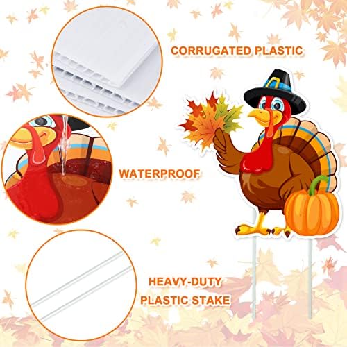 AnyDesign 14 Pcs Fall Large Thanksgiving Yard Sign With 28 Pcs Stakes GIVE THANKS Turkey Pumpkin Maple Leaf Lawn Sign Autumn Harvest Lawn Decor for Home Patio Outdoor Walkway Party Supplies - Image 3