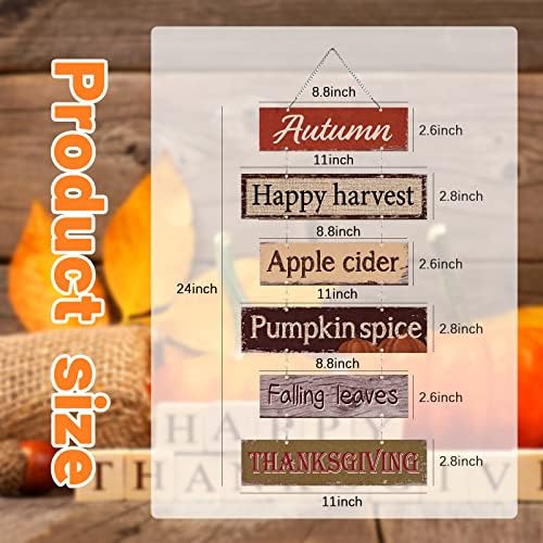 Hotop 6 Pcs Fall Thanksgiving Wall Sign Metal Door Plaque,Classic Color - Image 2
