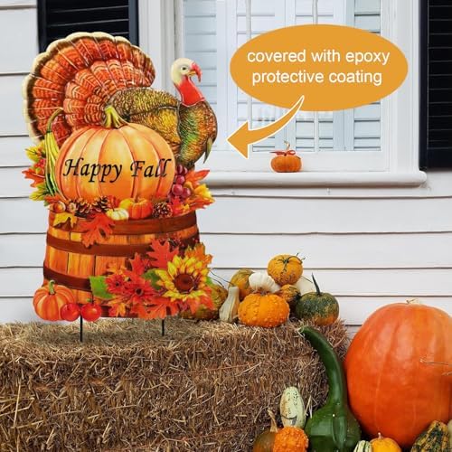 Thanksgiving Outdoor Decorations,Metal Turkey Garden Stakes Fall Yard Signs - Image 4