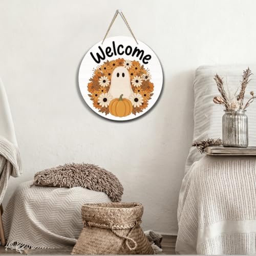 Welcome Sign for Front Door Fall Halloween Double-Sided Decor - Image 4
