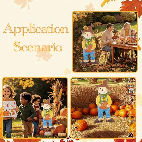 BRIGHTDECK Outdoor Fall Scarecrow Metal Stakes Decorations Autumn Yard Sign - Image 7