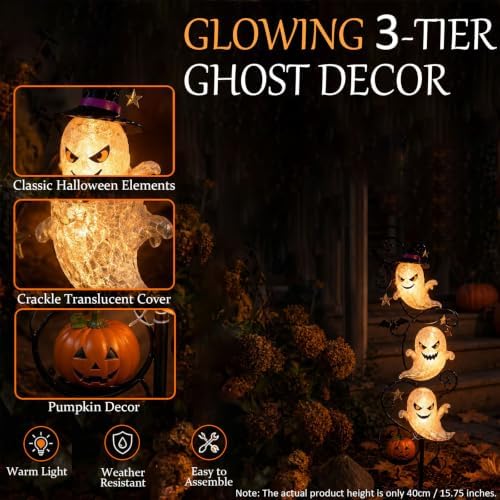 Halloween Decorations Outdoor-Solar Stake Lights Halloween Decor (15.75" H) - Image 3
