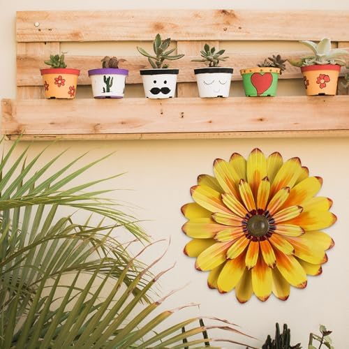 YEAHOME 16'' Metal Flower Wall Decor - Sunflower Wall Art Decorations Hanging for Bedroom, Living Room, Bathroom Boho Office - Image 3