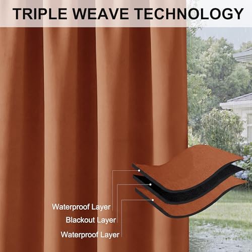 RYB HOME Extra Wide Outdoor Curtains for Patio Waterproof Privacy - Image 6