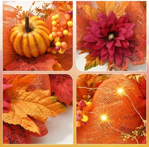 Fall Decorations for Home - 20 Inch Fall Wreaths for Front Door - Image 2