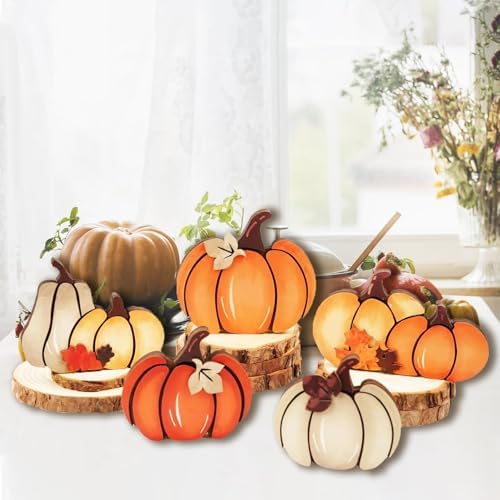5PCS Wooden Pumpkin Fall Decor, Autumn Thanksgiving Table Centerpiece - Image 5