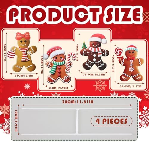 Weysat 4 Pack Christmas Metal Yard Stakes 15.75 Inch Gingerbread Man Yard Sign Stake Christmas Decorations Outdoor for Outside Xmas Gingerbread Decorations for Garden Lawn Pathway Party Decor - Image 3