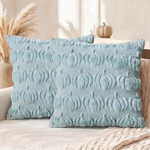 AVOIN colorlife Blue Fall Pumpkin Throw Pillow Covers 20x20 Inch by AVOINcolorlife