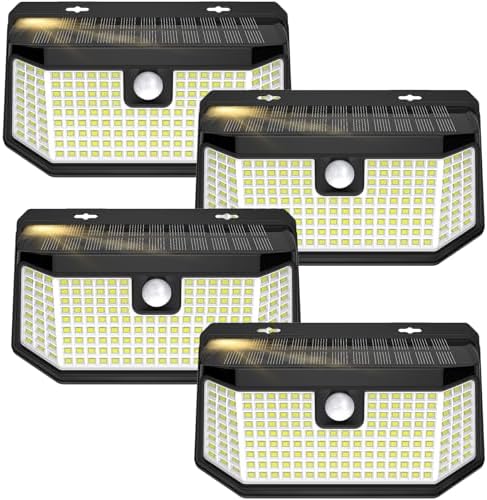 Aootek Solar Outdoor Motion Sensor Lights 2500Lm Solar Panel to 15.3 in² and 3 Modes(Security/Permanent On All Night/Smart Brightness Control) with IP65 Waterproof with Wide Angle(4pack) by Lightupeveryconer