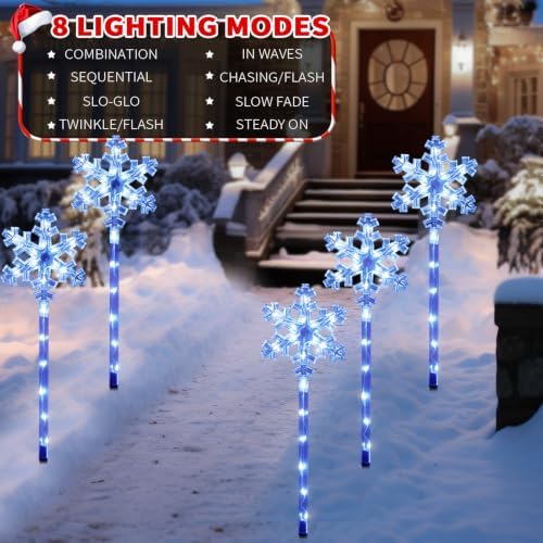 BRIGHTDECK Solar Christmas Snowflake Pathway Lights Outdoor Decor, 20 Pack - Image 5