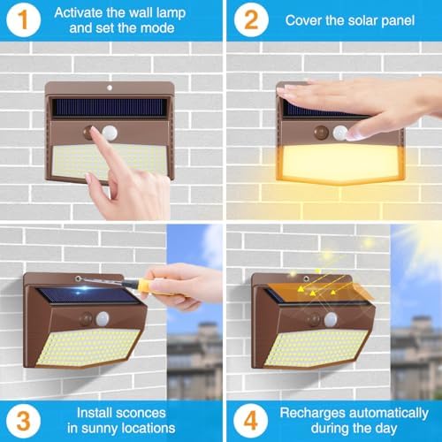 Peasur 12 Pack Solar Motion Sensor Lights Outdoor Waterproof with 3 Modes - Image 5
