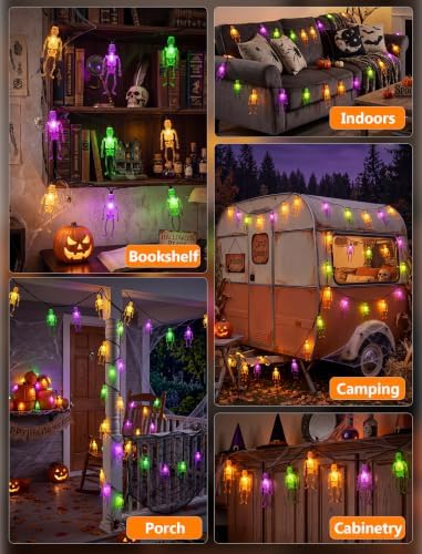 8.5FT 10 LED Outdoor Halloween Skeleton String Lights Plug In, Waterproof - Image 7