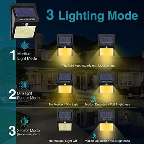 kolpop 6 Pack Solar Motion Lights Outdoor, 3 Modes/100LED Security Wireless IP65 Waterproof Wall Outdoor for Front Door, Backyard, Garage, Deck(Warm White) - Image 4