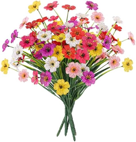MACTING 6 Bundles Artificial Flowers for Outdoors, UV Resistant Faux Plants by MACTING