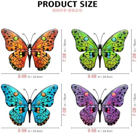 Metal Butterfly Wall Decor - 9.6" Outdoor Fence Wall Art Decor, Hanging Decoration for Garden Yard Living Room Bedroom Patio Balcony(4 Pack) - Image 5