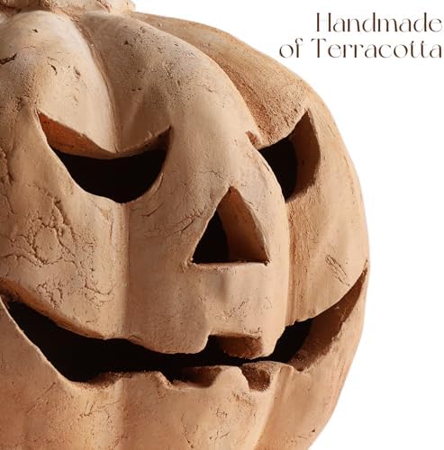 Fall Decorations for Home - Handmade Terracotta Pumpkin Jack O' Lantern - Image 3