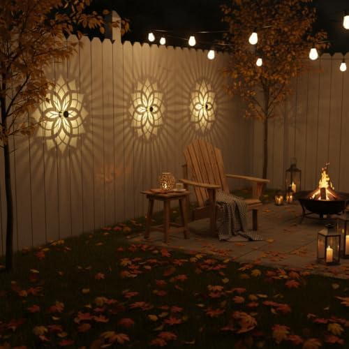 4 Pack Solar Fence Lights Metal Solar Powered Outdoor Wall Deck Step Lights Mandala Theme Waterproof Fence Light for Garden Post Patio Backyard Yard Decor, Gardening Gifts for Women Mom Grandma - Image 5