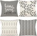 YCOLL Pillow Covers 16x16 Set of 4, Modern Sofa Throw Pillow Cover, Decorative Outdoor Linen Fabric Pillow Case for Couch Bed Car，Gray by PillowCoversExpert