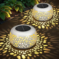Solar Lanterns Outdoor Waterproof: 2 Pack White Cutout Metal Solar Lantern by NFEVER