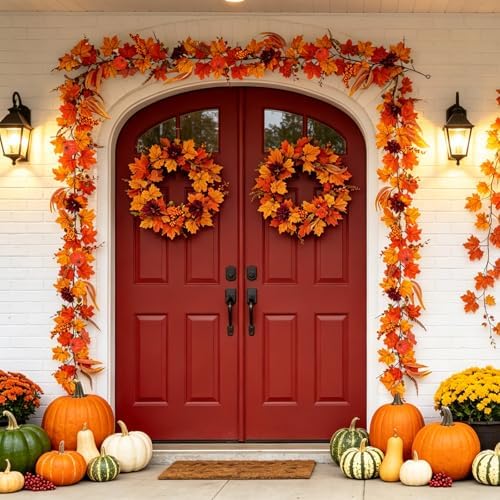2PCS Fall Garland for Autume Thanksgiving Home Indoor Outdoor Decor - Image 4