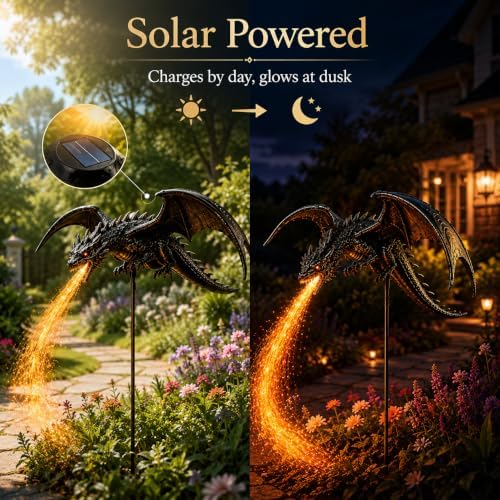 Solar Dragon Fire Garden Light, Solar Dragon Fire Garden Stake Light - Image 2