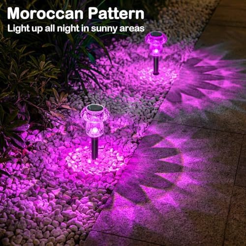 Solar Pathway Lights Outdoor 8 Pack Pink Garden Mushroom Decor - Image 5