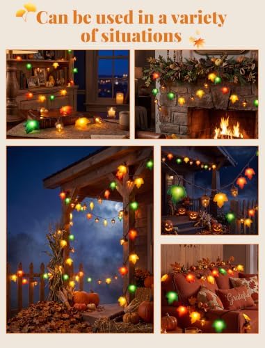 Fall String Lights 12FT 20 LED Acorn Maple Leaf Garland, Plug in Connectable Thanksgiving Lights, Waterproof Outdoor Autumn Decor for Fireplace Mantle Porch - Image 7