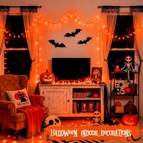 JMEXSUSS Connectable Orange String Lights, 250LED Halloween Lights Plug in - Image 4