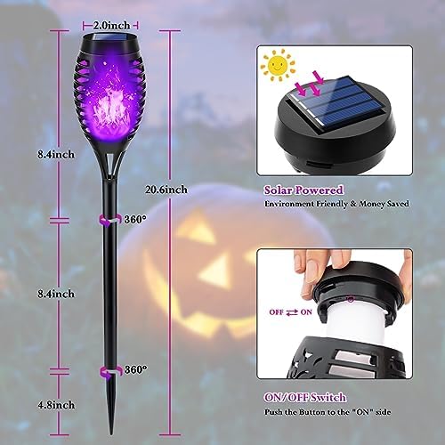 LNRYY Purple Flame Solar Halloween Lights for Halloween Decorations Outdoor - Image 4