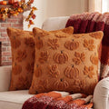 Fall Throw Pillow Covers 18x18 Set of 2 Double-Sided Maple Pumpkin Covers by Softalker