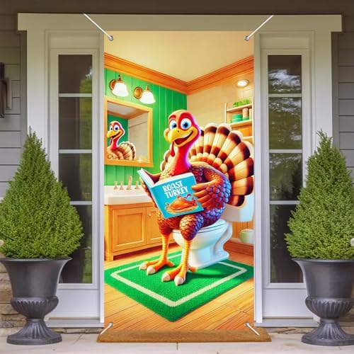 BlissYard Funny Thanksgiving Turkey Door Banner 35 x 71 Inch - Image 6