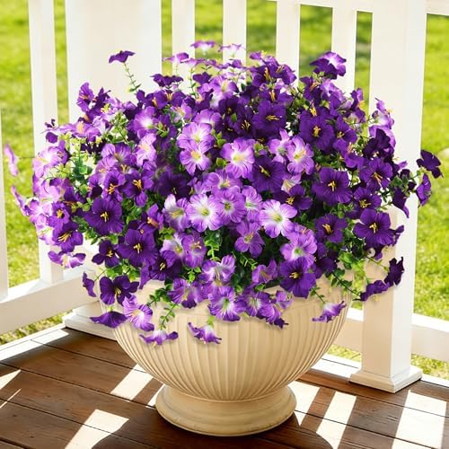 Artificial Fake Petunias Flowers for Outdoors Spring Summer Decoration by INQCMYPlantRack