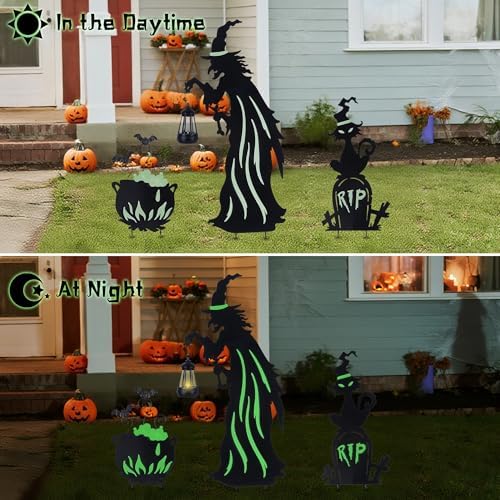 Prsildan Halloween Decorations Outdoor 3 Pack Metal Witch Yard Stakes - Image 6