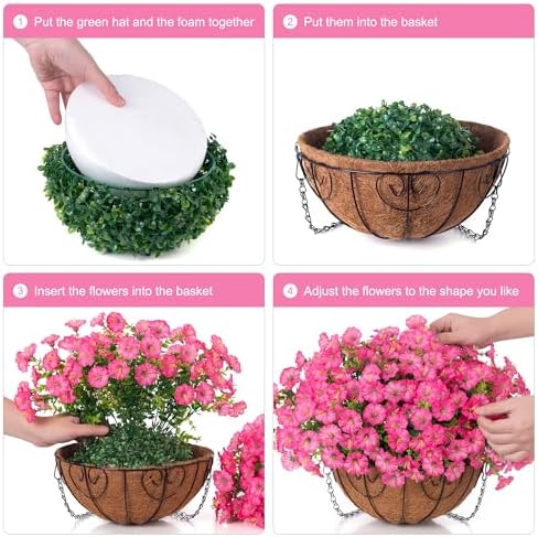 Ivydale Artificial Faux Hanging Plants Flowers Basket for Outdoors Outside Fall Decoration, Silk Pink Morning Glory in Planter UV Resistant Look Real Fake Flowers for Porch Patio Balcony Home Yard - Image 6