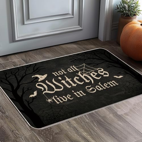 Halloween Door Mat Not All Witches Live in Salem Rug Outdoor Decorative Doormats Entrance Rugs Floor Front Mats for Farmhouse Home Kitchen 17 x 27 Inch - Image 4